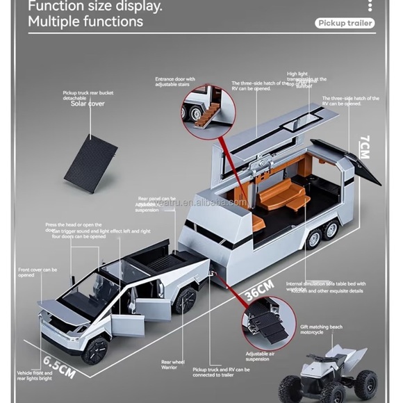 Futuristic Silver Toy Truck and Trailer Set - Picture 3 of 4